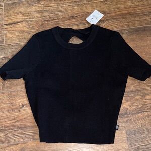 Cotton On Black Ribbed Short Sleeve Top
